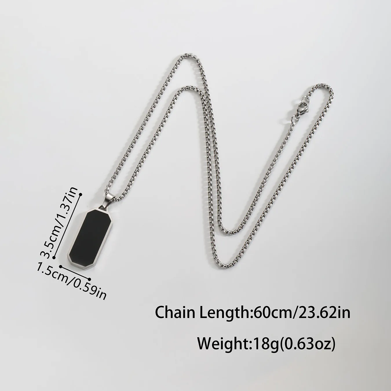 1 قطعة الرجال الموضة الفولاذ المقاوم للصدأ بساطتها الأسود المينا مربع قلادة قلادة للرجال بسيط مستطيل قلادة رجل مجوهرات