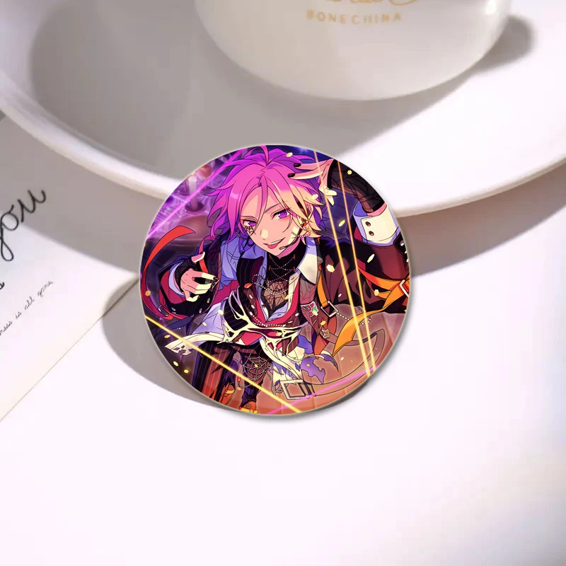 Anime Collection Ensemble Stars Tinplate Pin Round Cartoon Snap-in Brooches for Backpack Accessories Badge Handmade Decoration