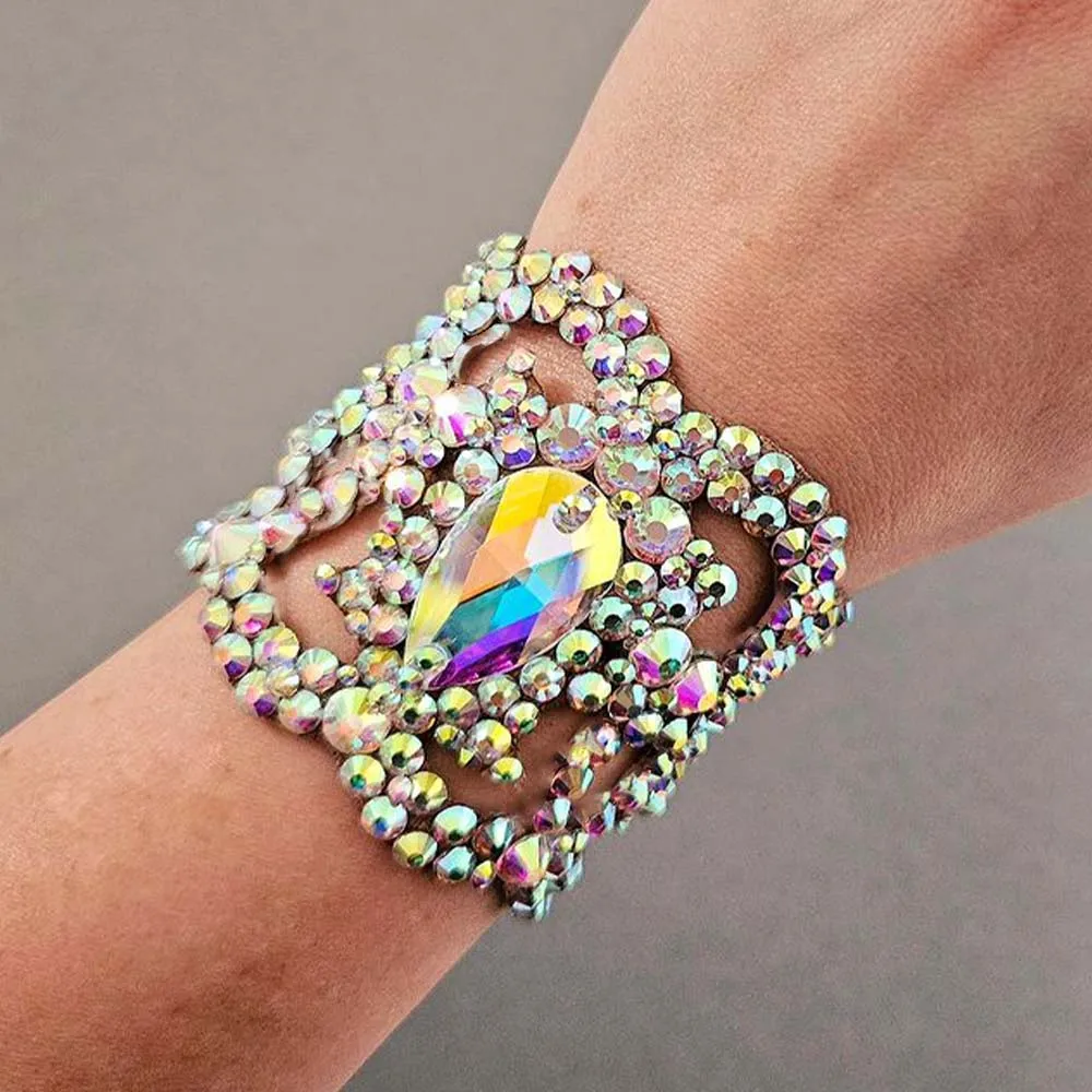 

Stonefans High Quality AB Rhinestones Bracelet Charms Ballroomdancing Wedding Belly Costumes Accessories for Women Girls Bangle