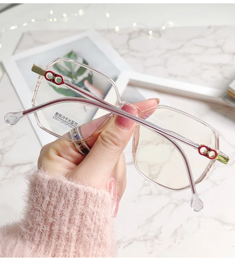 Modische Myopiebrille mit großem Rahmen, hochauflösende Anti-Blaulicht-Brille für Frauen, ultraleichte Computerbrille – Detail 16