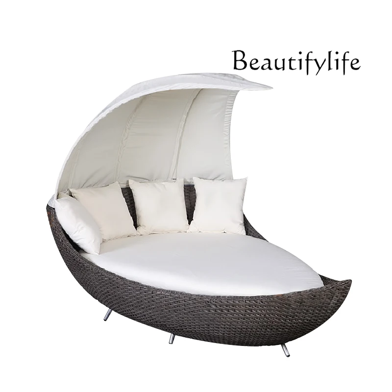 Outdoor Lounging Balcony Leisure Rattan Beach Chair Creative Outdoor Courtyard Lounging Chair Villa Swimming Pool