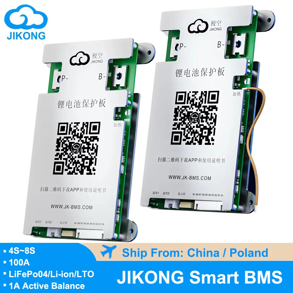 

JIKONG Bms B1A8S10P 1A Active Balance 8S 12S 13S 14S 16S 17S 20S 24S Smart BMS Li-ion LTO Battery lifepo4 60A 80A 100A 150A 200A