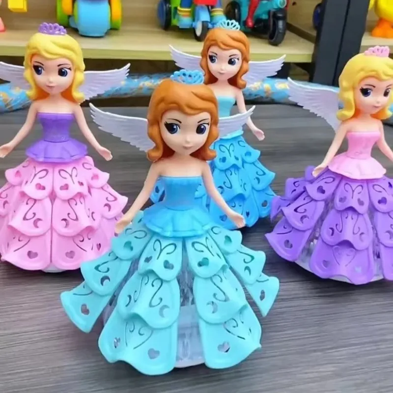 

Kids Electric Toy Cartoon Pretty Angel Princess with Light Music Gimbal Walking Toys Kids Light-emitting Birthday Gifts