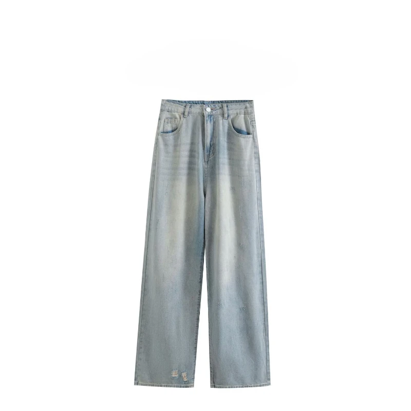 

European American StyleClassic Versatile Autumn and Winter Stylish Ripped Jeans with A Comfortable and Beautiful Temperament