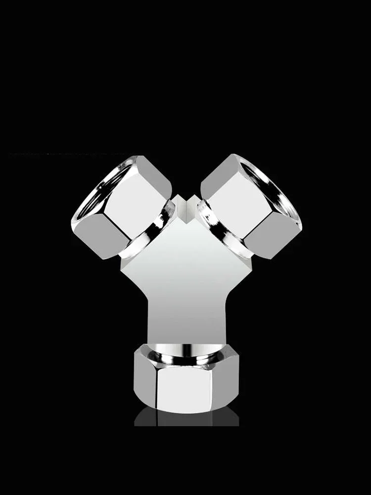 Thickened All Copper Three-Way Water Distributor Four-Way Faucet Three-Way Splitter One In And Two Out Joint Water Pipe Joint