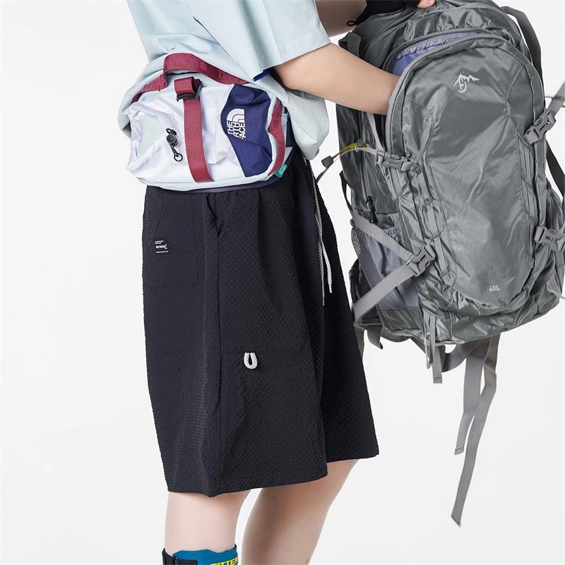 Verão americano moda waffle y2k shorts masculino hip hop moda esportes basquete bermudas ginásio baggy calças curtas retas