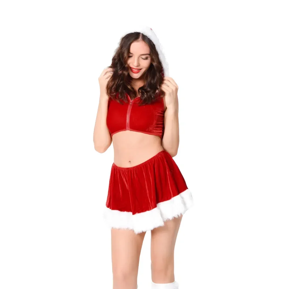 Robe Mère Noël Sexy à Capuche Fendue – photo 7