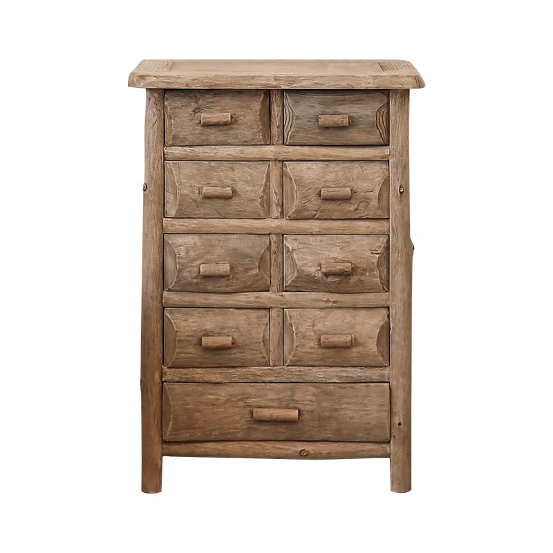 

Solid wood nine bucket storage locker, log wabi sandy wind pastoral bed and breakfast furniture dining side cabinet