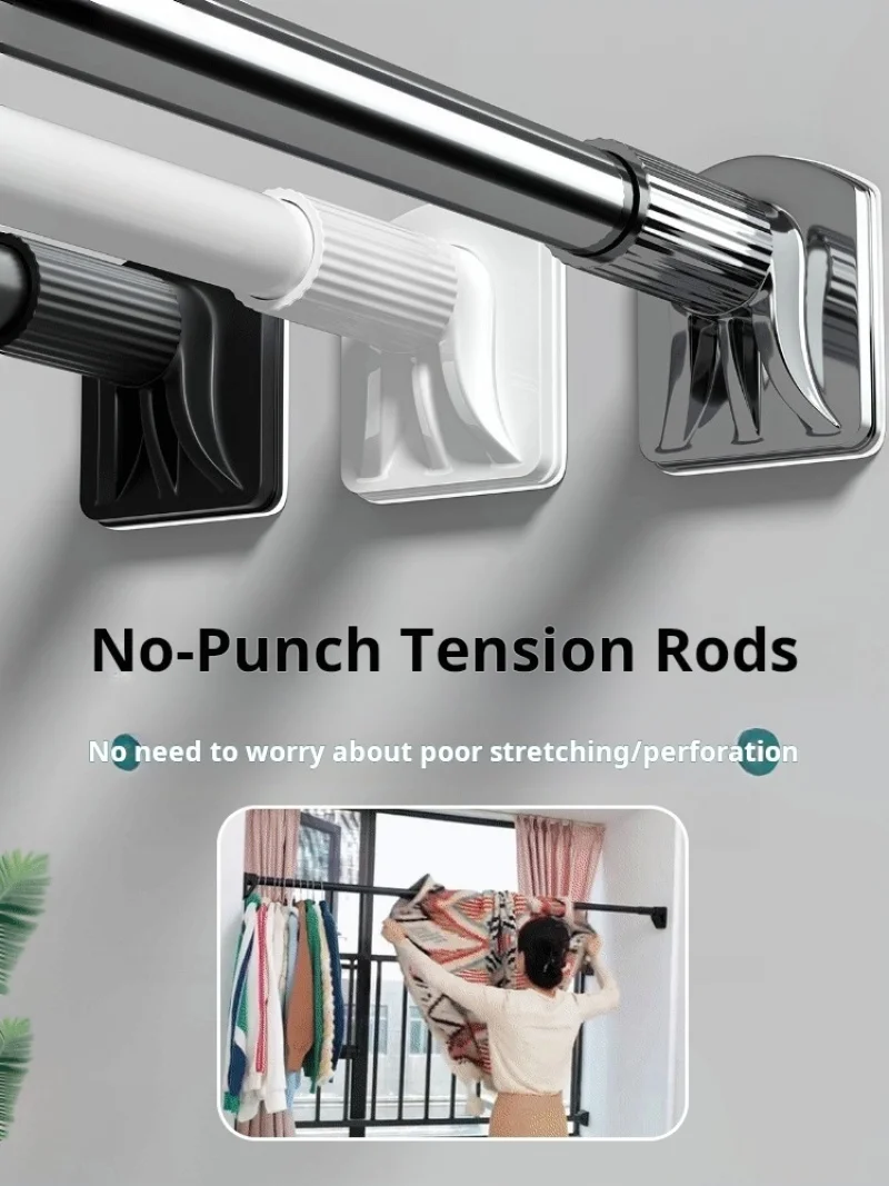 

Stainless steel clothesline telescopic drying rod for balcony