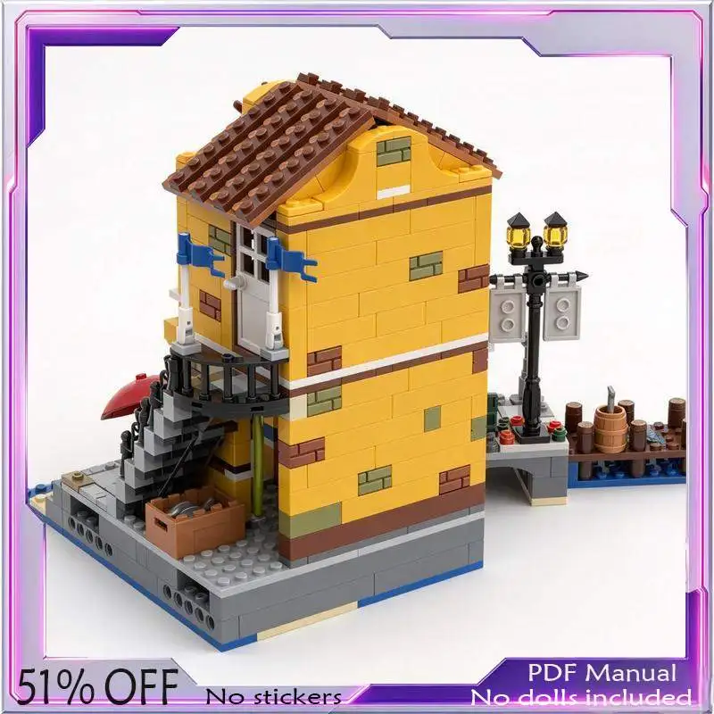 665PCS Seaside Restaurant Modular Building Blocks Custom MOC Model City Street View Dock DIY Assembly Creative Display Gift