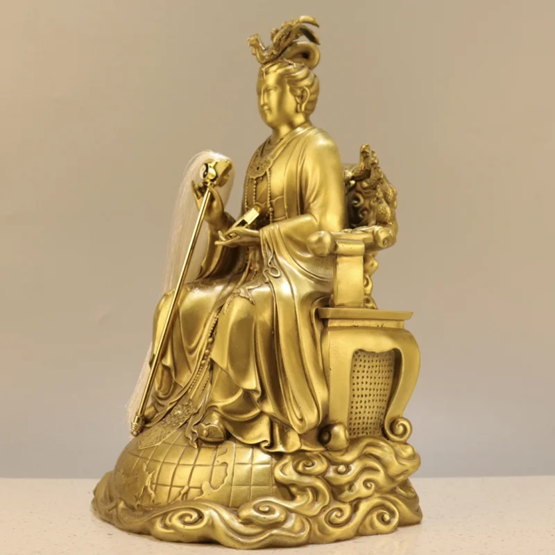 Brass Kowloon Worship Buddha Copper Coin King And Earth Mother Statue Decoration