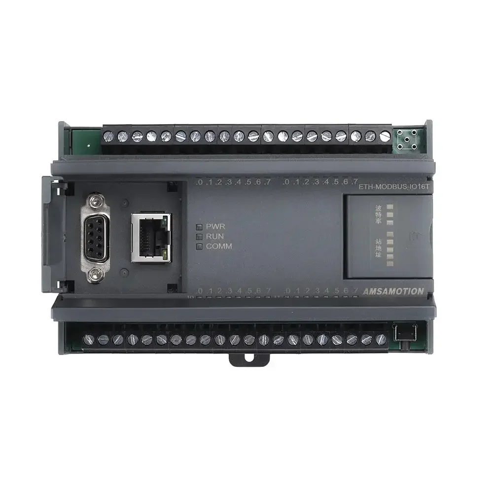 ETH-MODBUS-IO16T RTU بروتوكول RS485 PLC وحدة قابلة للتمديد 16 قناة مدخلات إخراج الترانزستور نوع رقمي
