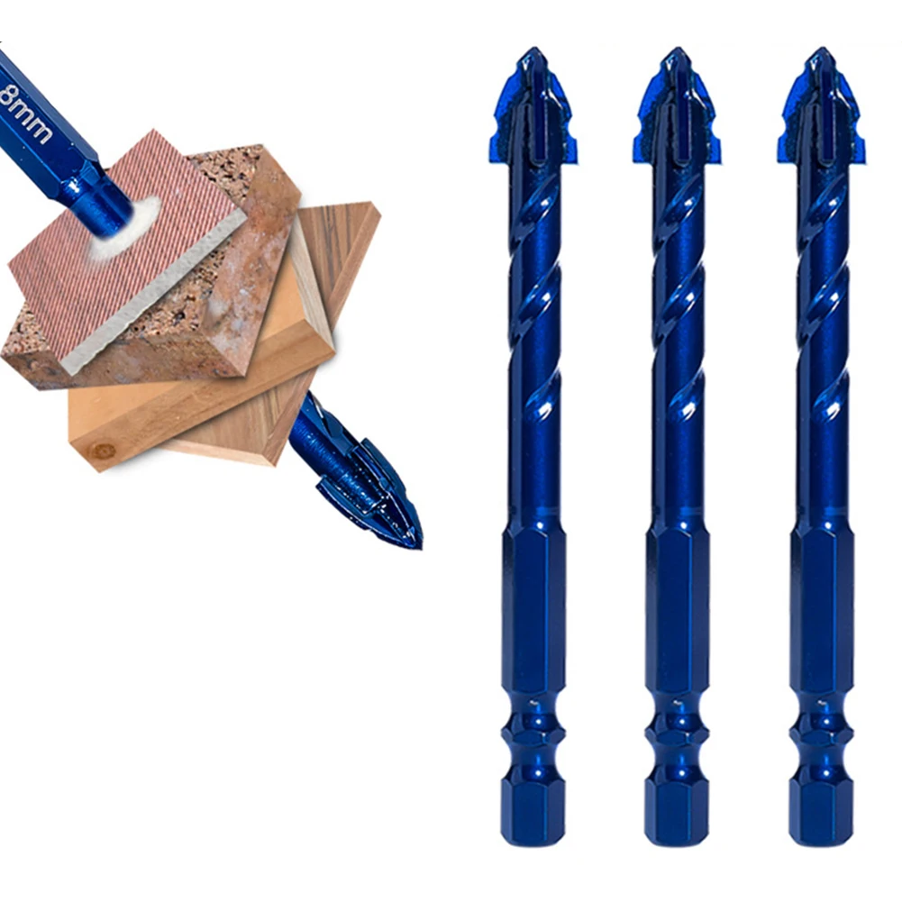 Kit trapano triangolare per piastrelle Kit di punte eccentriche a spirale triangolare in lega di acciaio al tungsteno per punzonatura di piastrelle di vetro ad alta durezza