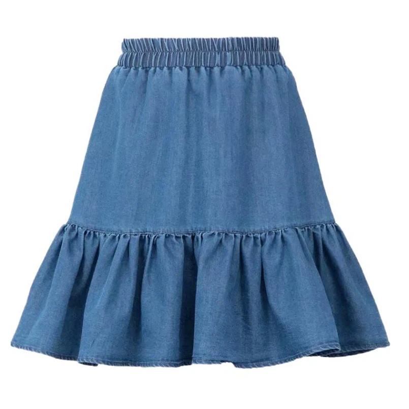 

Fashion 2024 Summer Bohe High Waist Ruffled Beach Short Denim skirt Sexy Pleated Mini Skirts jeans Puff Skirt women clothing