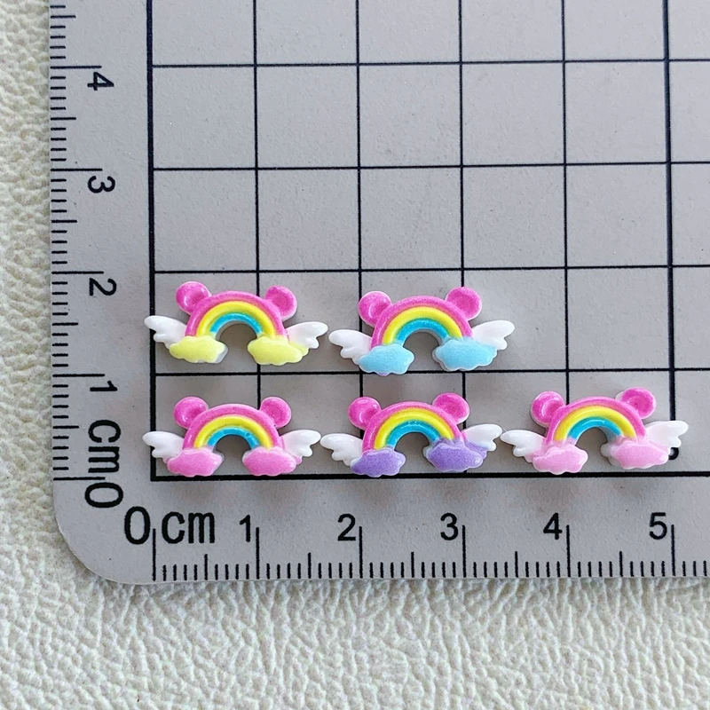 30 pcs resin rainbow flat back convex circular scrapbook Diy nail art hair clip with accessories