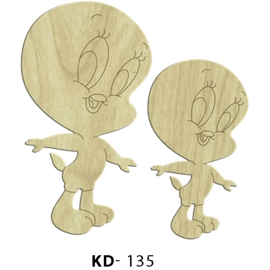 KD135 Cartoon Character Bird 2li Set Wooden Package Ornament