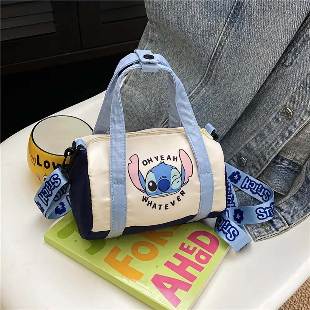 Stitch Canvas Bucket Bag Cute Cartoon Handbag Casual All-match Crossbody Bag Portable Anime Satchel Tote Women Fashion Backpacks