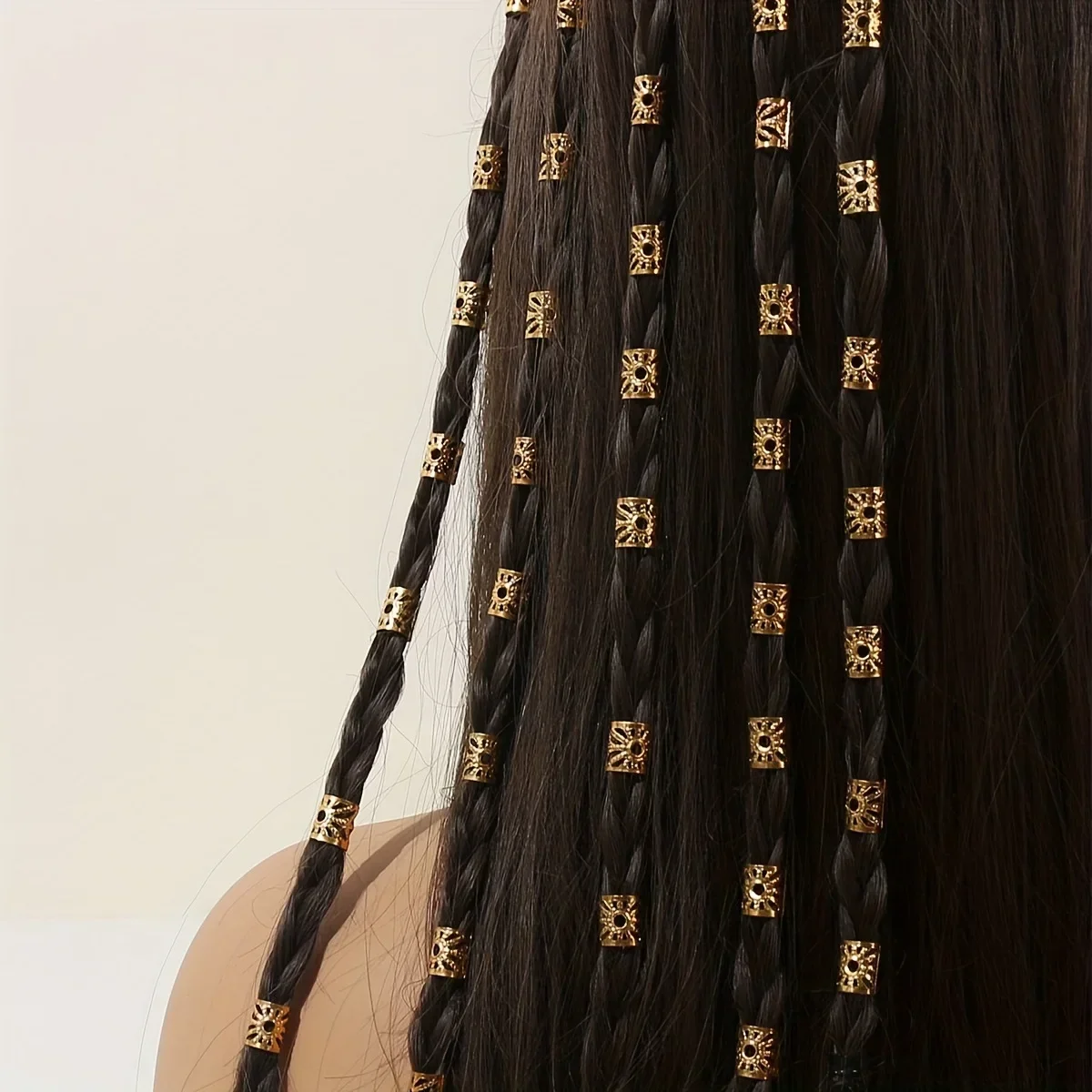 20pcs Sunflower Design Clips Dread Locks Hair Braiding Metal Cuffs Accessories Gold Hollow Out Hair Ring Dreadlocks Beads