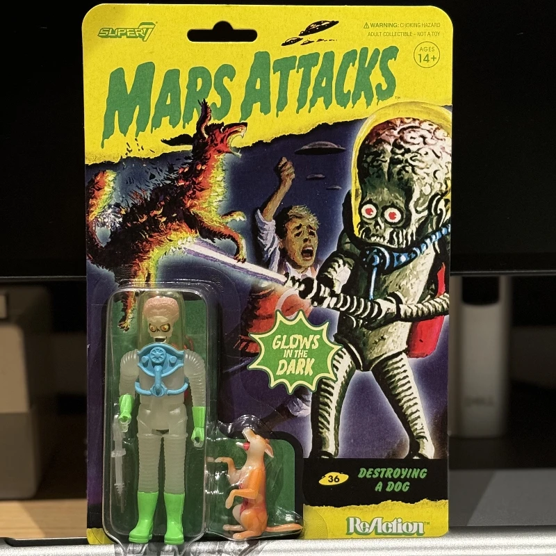 In Stock Super7 Mars Attacks Glow In Dark ReAction Figure Toy Collection Gift Boy Doll Halloween Birthday