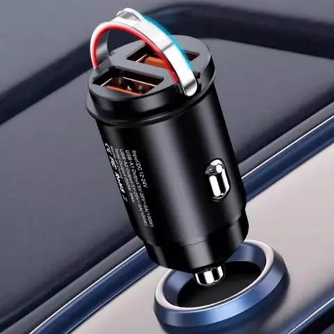 200W Mini Car Charger Lighter Fast Charging 100W Pd USB Type C Dual Ports Invisible Metal Charger