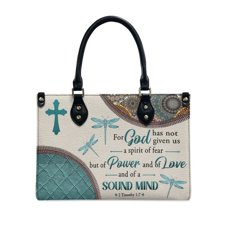 

Designer Handbags Tote Bag For God Has Not Given Us A Spirit Of Fear 2 Timothy 17 Dragonfly Mandala Personalized Gifts For Women