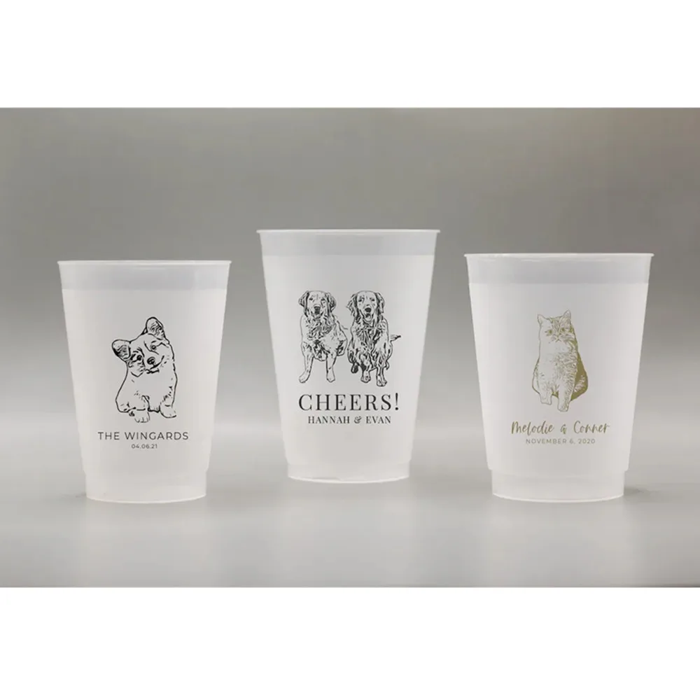 

Customized Pet Frosted Shatterproof Flex Cups, Personalized Animal Wedding Favor Cups, Wedding Favors