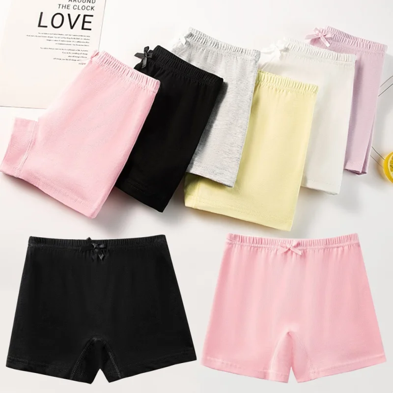 Soft Cotton Breathable Safety Pants 6 Pcs Kids Girls Panties Solid Color Underpants Four Seasons Fashion Leggings For 2-13 Years