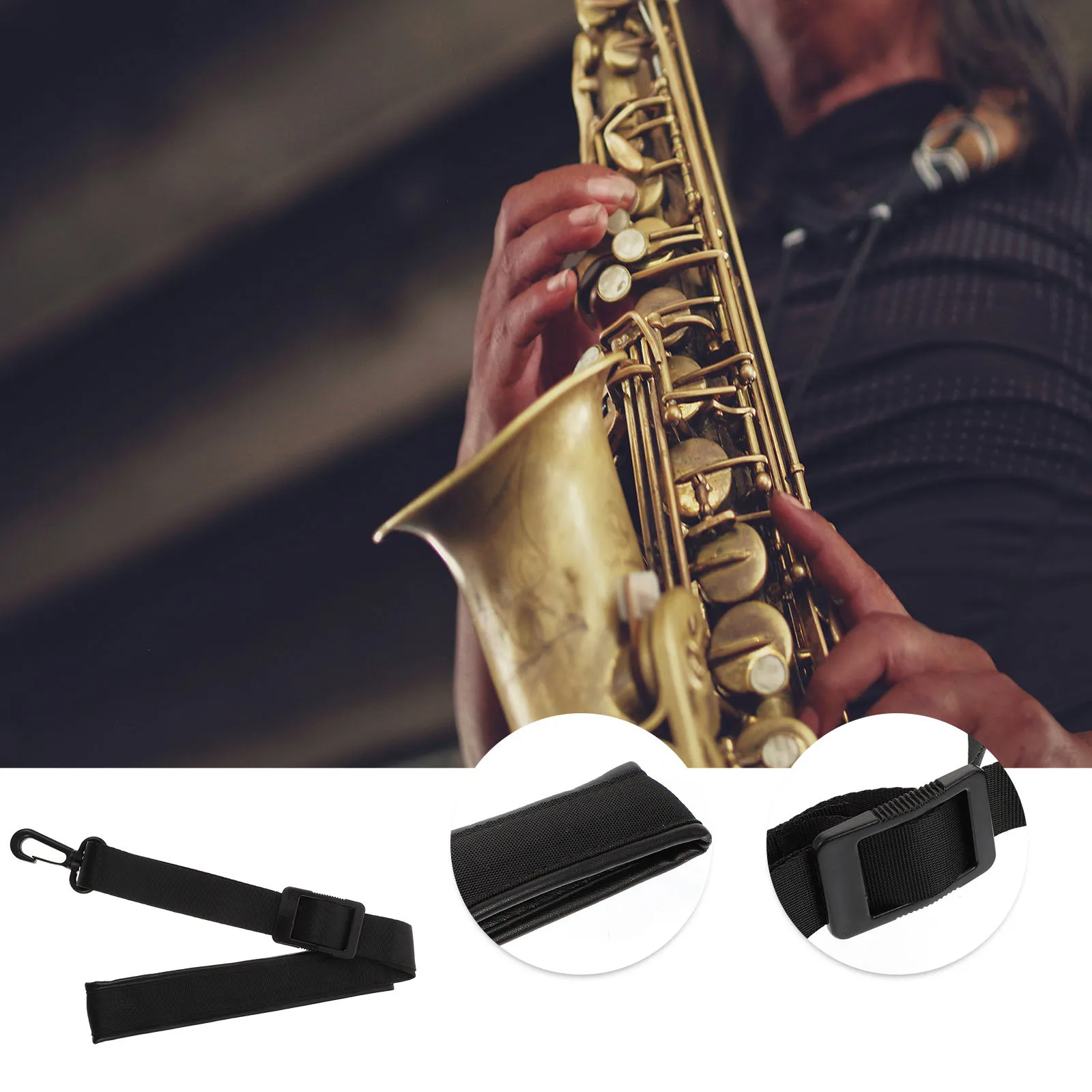 

Saxophone Strap Neck Soft Padded Fixing Accessory Soprano Accessories for Alto Tenor Straps Shoulder Adjustable