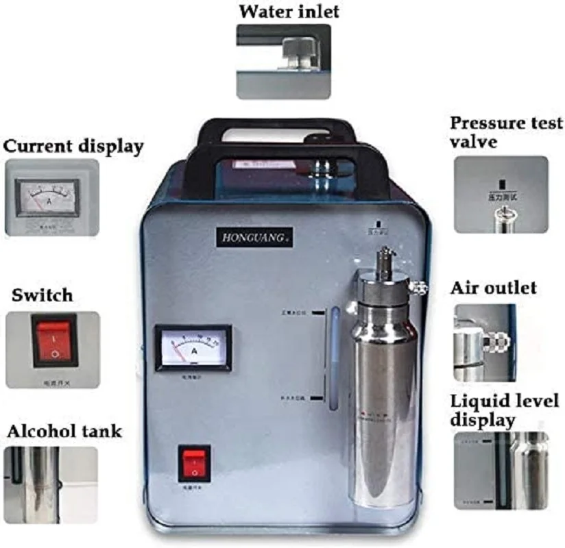 Oxygen-Hydrogen Generator HHO Acrylic Polishing Machine w/Flame Torch lame Torch Polisher H180 95L/h