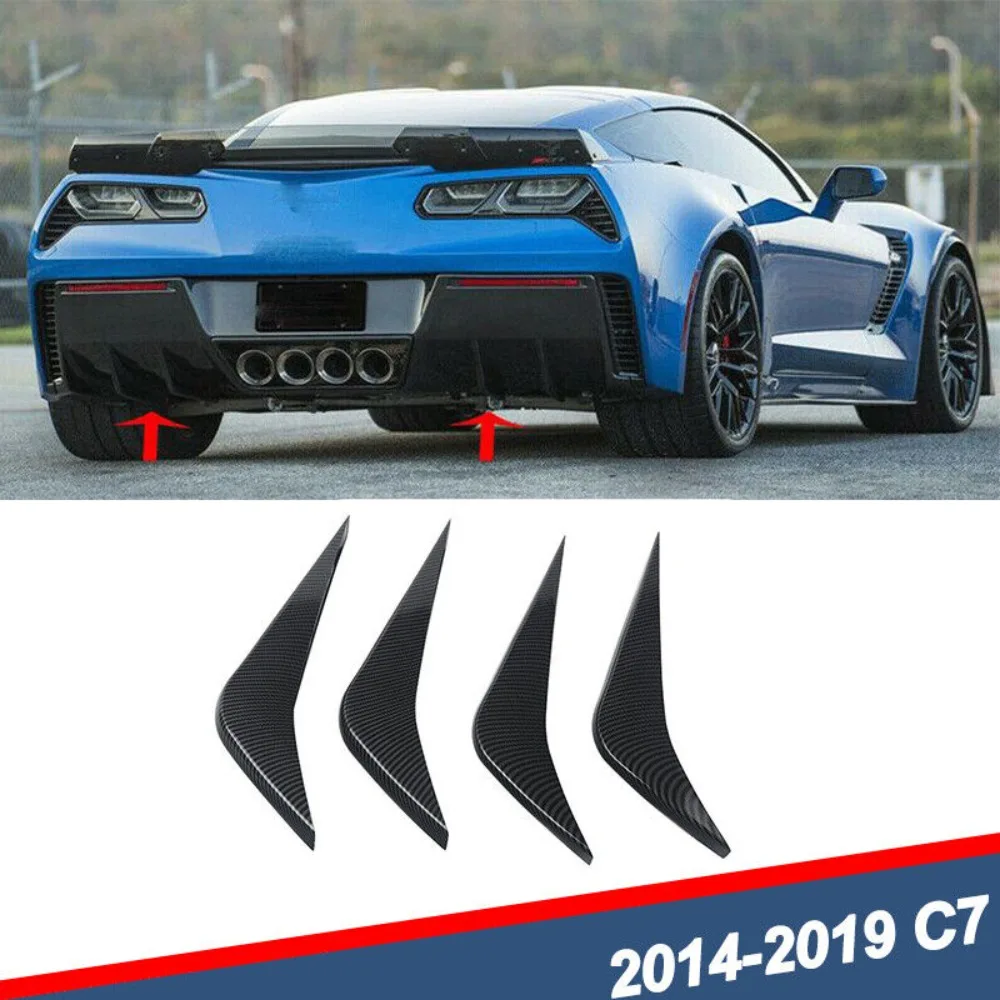 

Rear Bumper Lower Air Diffuser Shark Fins Carbon Look For Corvette C7 2014-2019 United States