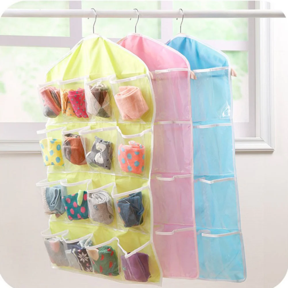 16-شبكة شفافة الوردي خزانة معلقة حقيبة التخزين الملابس الداخلية الجوارب سراويل المنظم لتعليق باب غرفة النوم #2