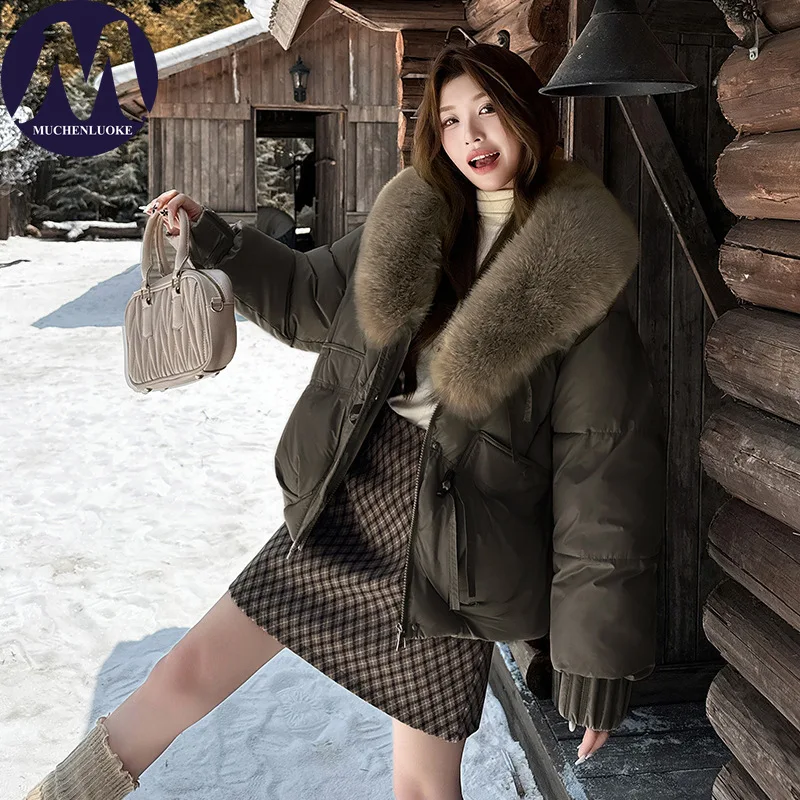 امرأة الشتاء معاطف جديدة أنيقة تقليد الثعلب الفراء طوق رشاقته معطف الكورية موضة عادية فضفاض الدفء قصيرة مكافحة معطف الفرو