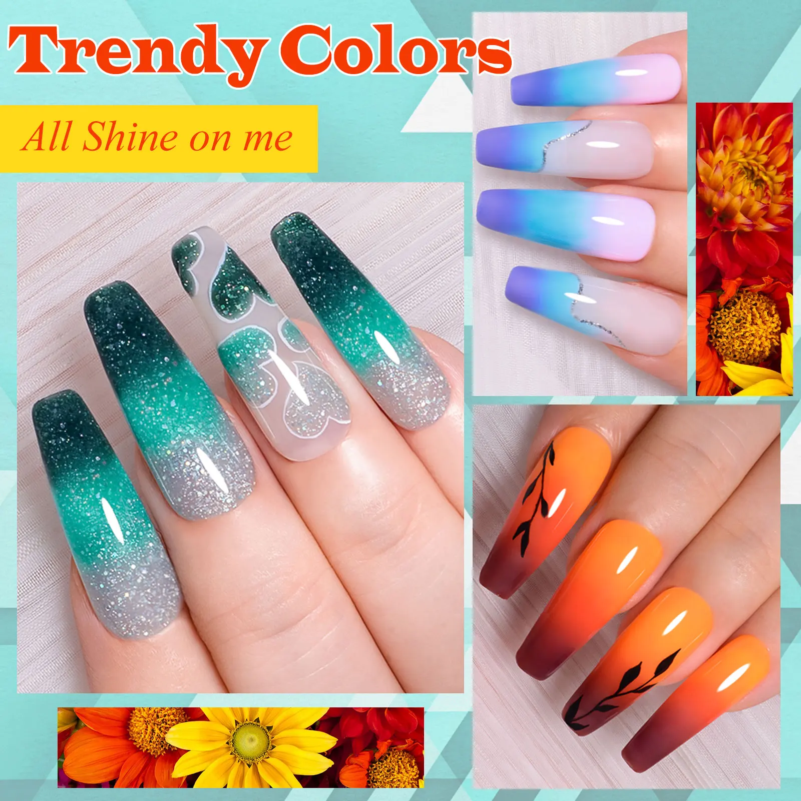 Juego de gel para uñas que cambia de color de 12 piezas, fórmula sin HEMA de larga duración y sin chip, calidad de salón, diseño de manicura de secado rápido UV/LED