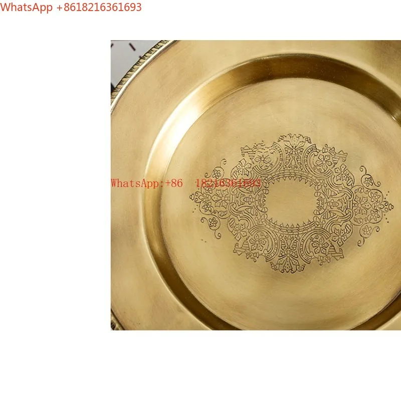 Imported Retro Hand-carved High-footed Fruit Tray, Coffee Table, Dining Table, Brass Fruit Cake, Snack Tray