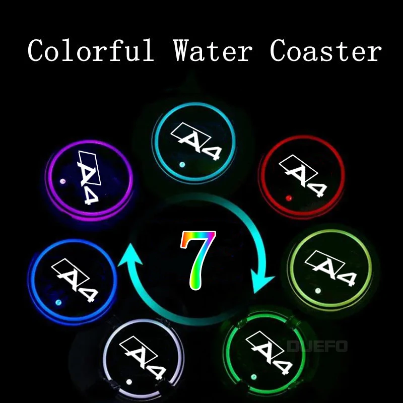 2PCs led water coaster water glass atmosphere light Sticker per audi Audi A3 A4 A5 A6 A7 A8 Q3 Q5 Q7 Q8 accessori per auto