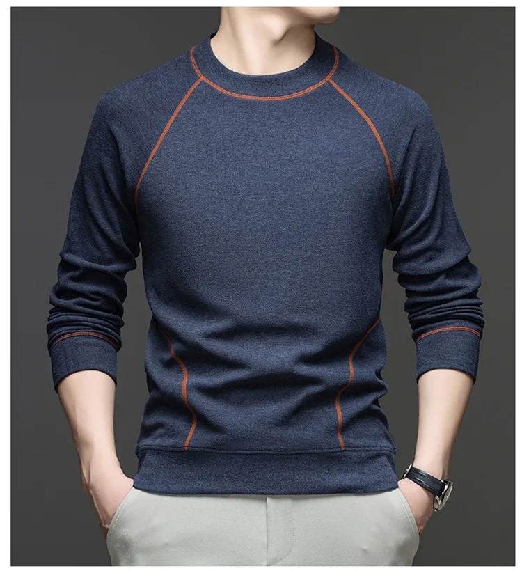 Men Thickened Base Layer Sports Sweatshirt Four Thread Six Line Contrast Colors 300g M313