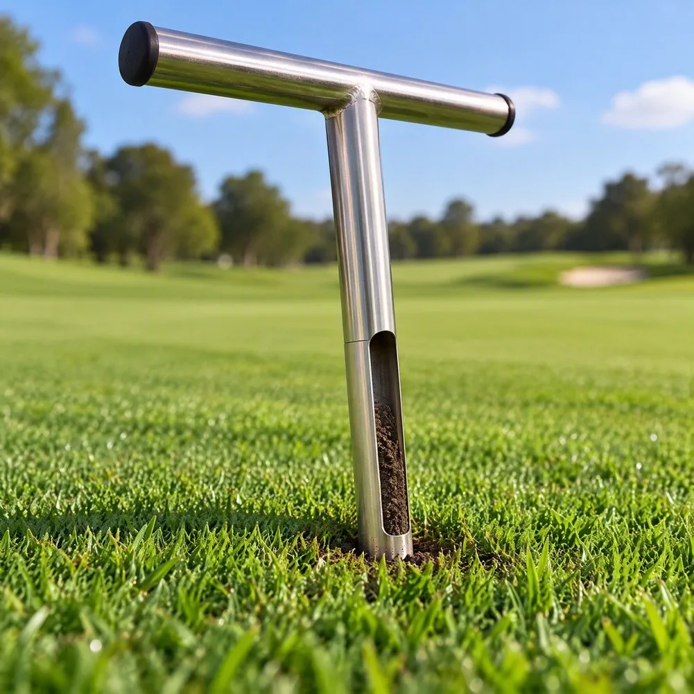 For T Shape Soil Sampler Steel Turf Analyzer For Golf Course Maintenance Dry Wetness Testing Tool Accurate Core Extraction