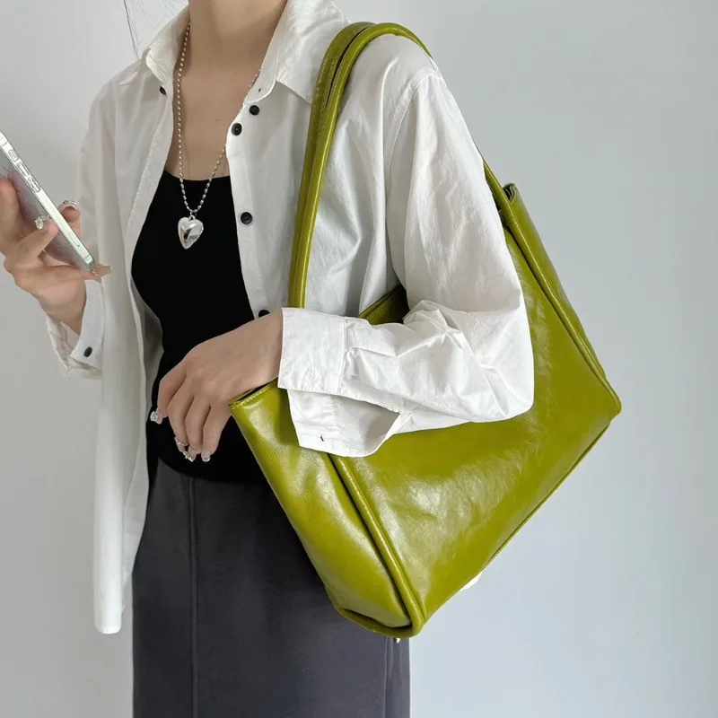 

Wholesale New Fashion Tote Bag Solid PU Large Capacity Women's Shopping Travel Handbag Shoulder Bag