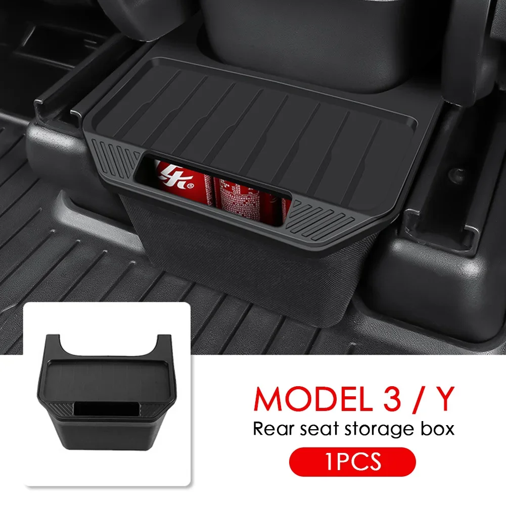 

Car Rear Seat Storage Box Organizer Auto Center Console Bins Backseat Trash Can Garbage Bag Under Seat Tray for Tesla Model Y