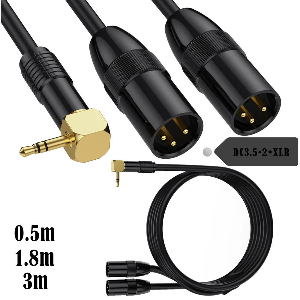 Dual XLR Female to 3.5mm Y-Splitter Cable, Unbalanced XLR Male to 1/8 Jack TRS Stereo Aux Interconnect Audio Mic Breakout Patch