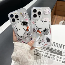 Cute Cartoon Snoopy Charlie Brown Magnetic Holder Magsafe Wireless Charge Phone Case For iPhone 15 14 13 12 Pro Max Hard Cover