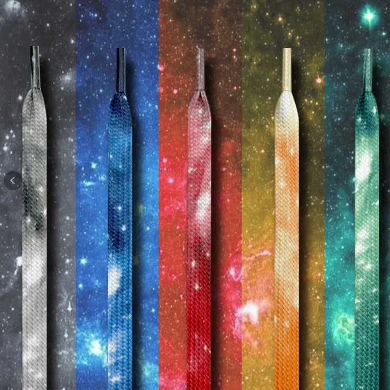 Colorful Starry Sky Shoelaces AJ1&AF1&Dunk Sneakers Shoe laces 0.8CM Width Flat Shoelace 120/140/160CM Shoes Accessories