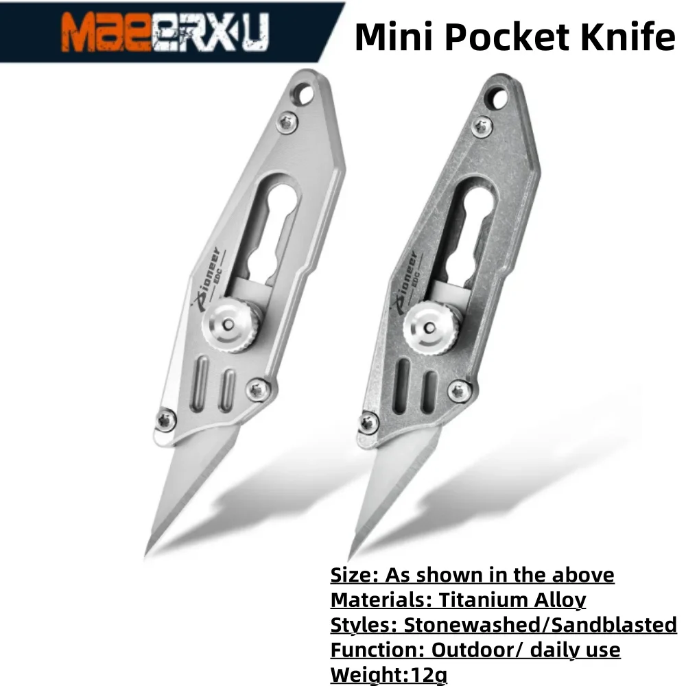 maeerxu-ミニチタン合金ポータブルナイフポケットナイフ屋外自己防衛ポータブルペンダント-edc-キーアクセサリー交換刃