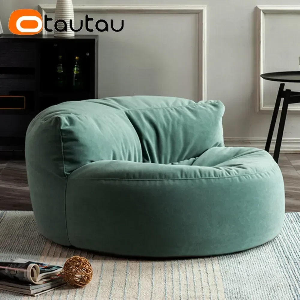 OTAUTAU Thick Soft Chenille Bean Bag with Filler Washable Floor Corner Seat Beanbag Pouf Ottoman Chair Furniture SF011