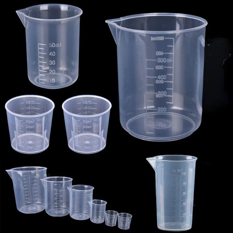 6Pcs/set Clear Plastic Graduated Measuring Cup for Baking Beaker Liquid Measure Jug Cup Container