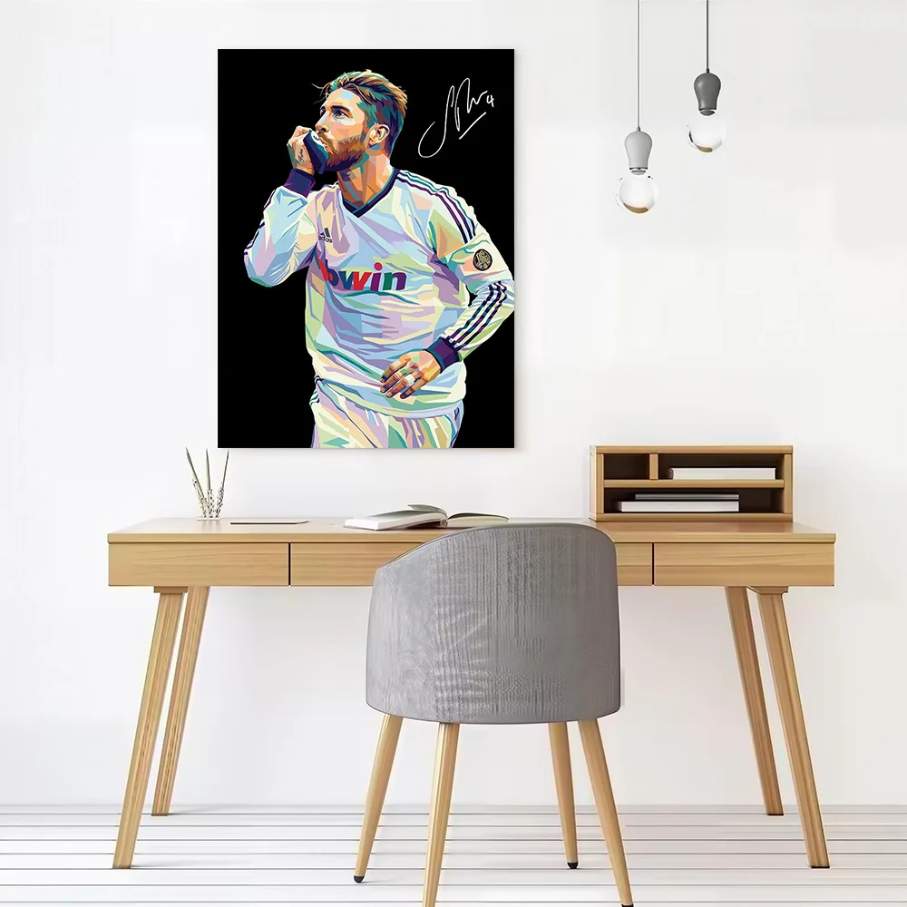 Sergio Ramos Pop Art Portrait Canvas Poster Customizable Printed Canvas Painting Wall Art for Fans Decoration Living Room Home