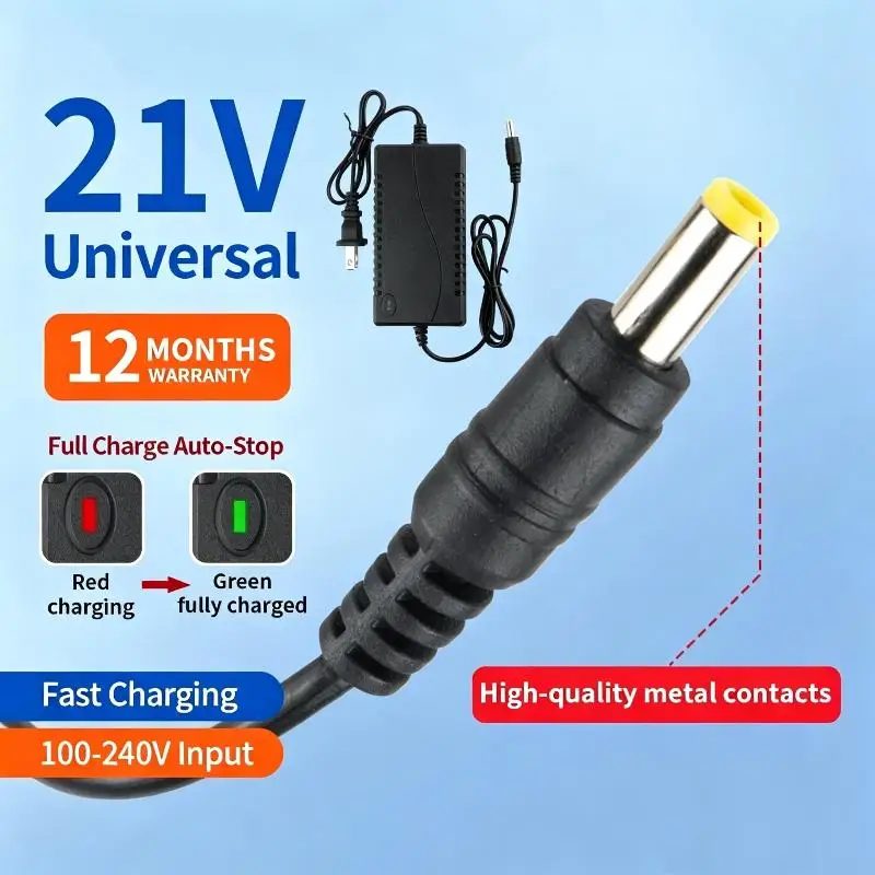 21V Portable Fast Battery Charger Lightweight Design for Cordless Drill Electric Wrench Jobsite DIY Repair Use