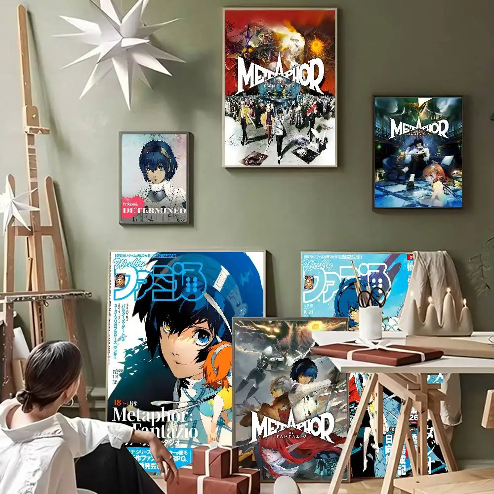 لعبة فيديو M-metaphor Refantazio ذاتية اللصق ملصق فني ديكور اللوحة جدار الفن ورق الكرافت الأبيض ديكور المنزل