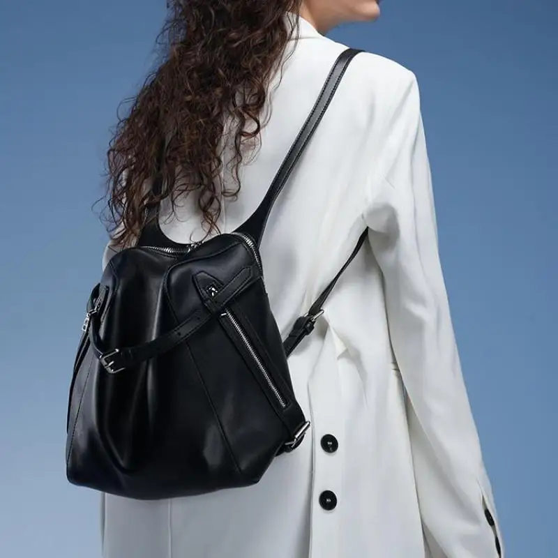 Light Luxury And High-quality Top Layer Cowhide Backpack European And American Fashion Famous Designer Genuine Leather Women Bag