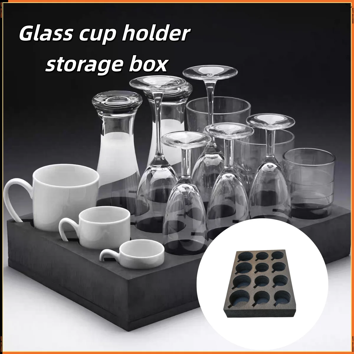 

Black Foam Cup Glass Holder Storage Box MI303 For Camper Van Motorhome Caravan Large RV Accessories